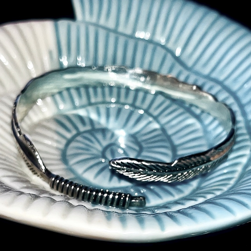 ✨925 Sterling Silver Angle Feather Wrap Adjustable Bangle Bracelet